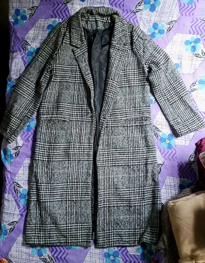 Black And White Long Over Coat