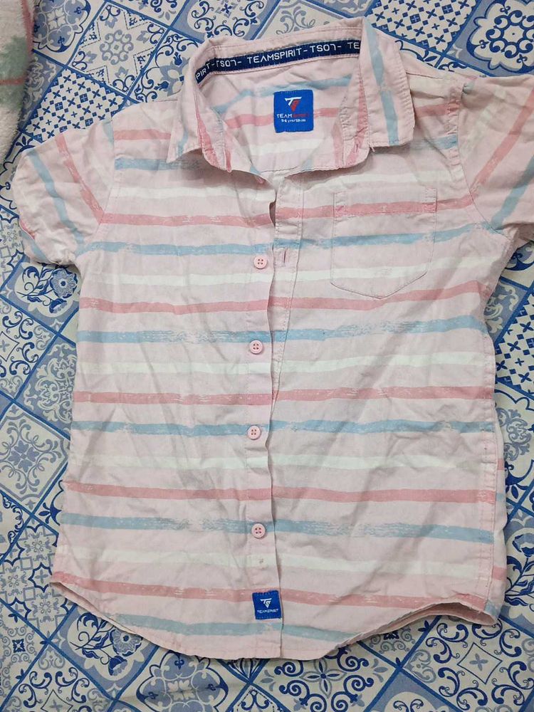 Teamspirit Striped Short Sleeve Shirt