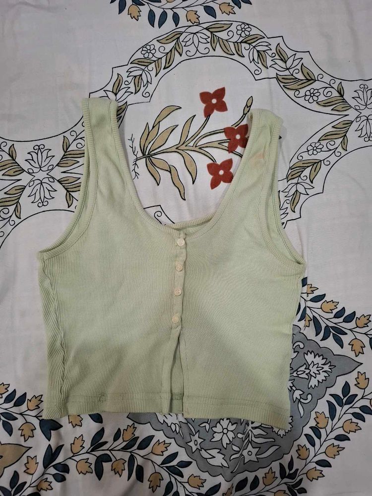 Ribbed Button-Up Tank Top