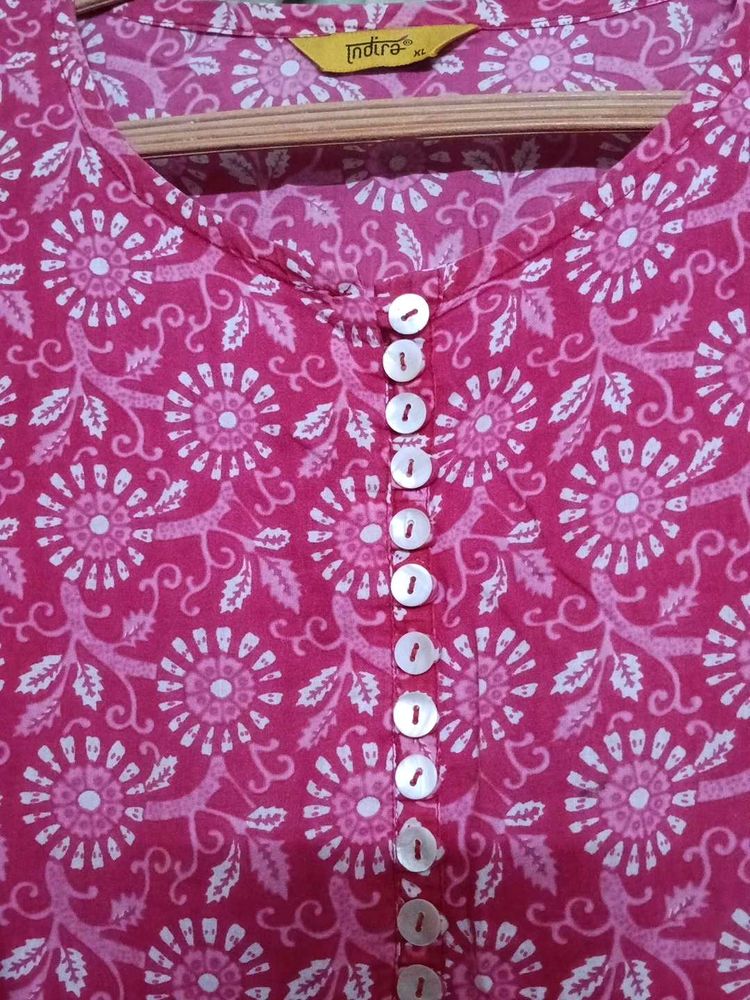 Pink Floral Print Kurta