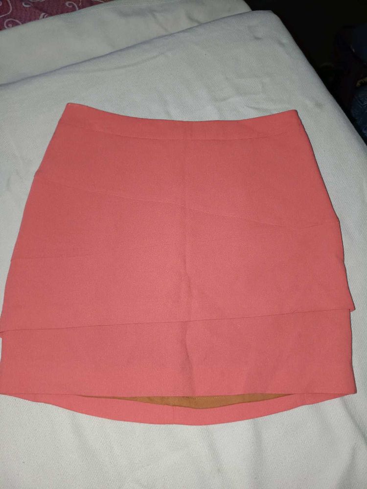 Coral Tiered Mini Skirt