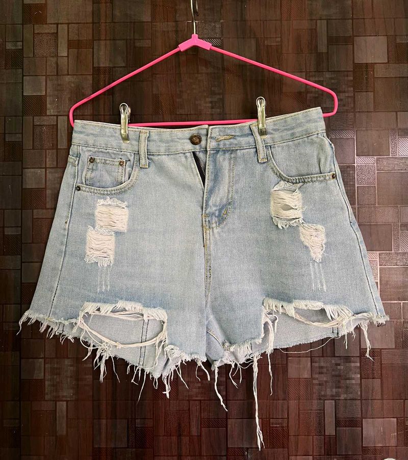 Distressed Denim Shorts
