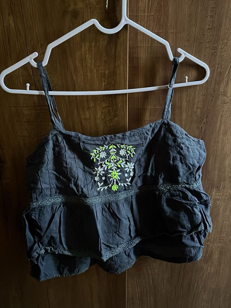 Boho Embroidered Crop Top