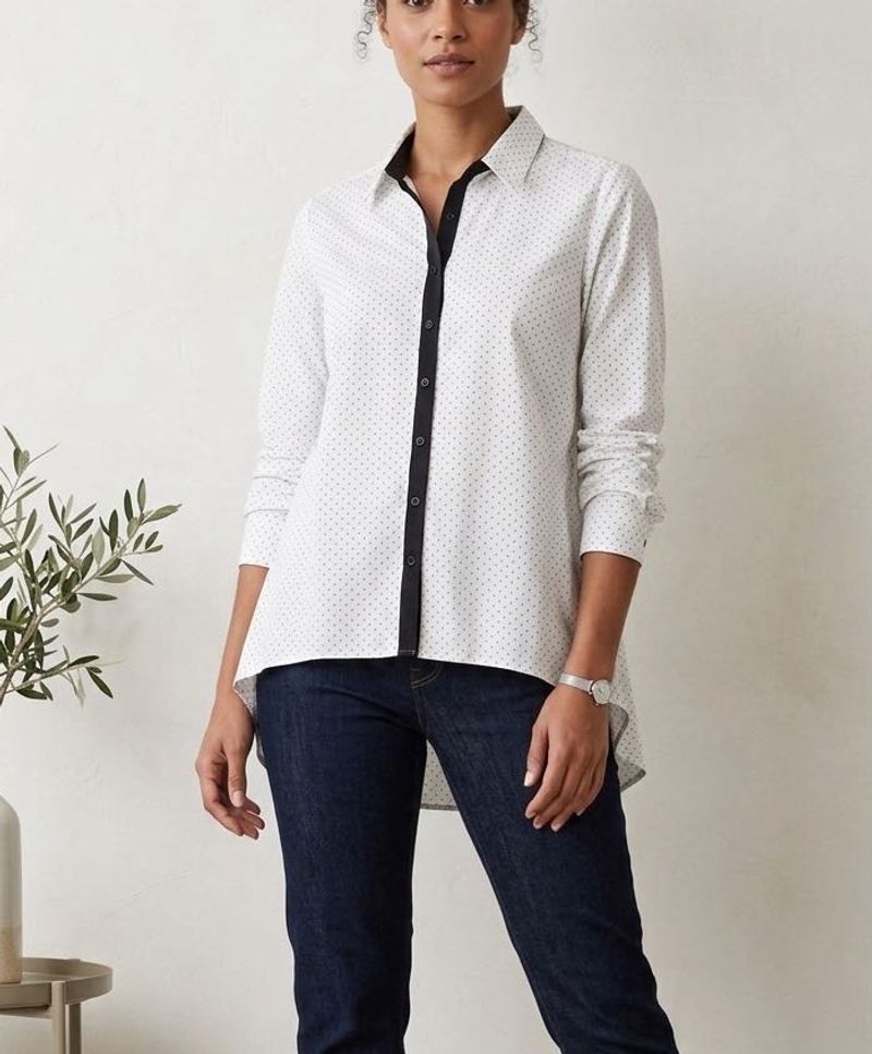 Chic Polka Dot Button-Up Shirt