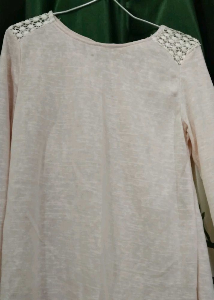 Light Pink Lace Shoulder Top