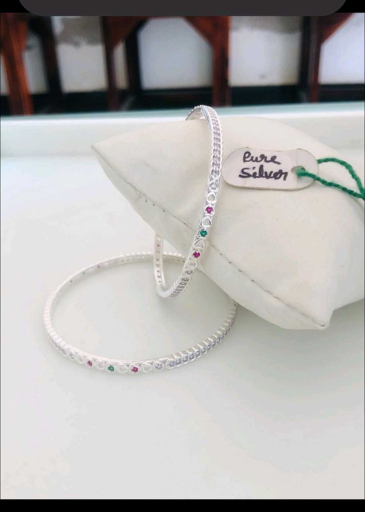 Beautiful Silver Bangles with Gemstones