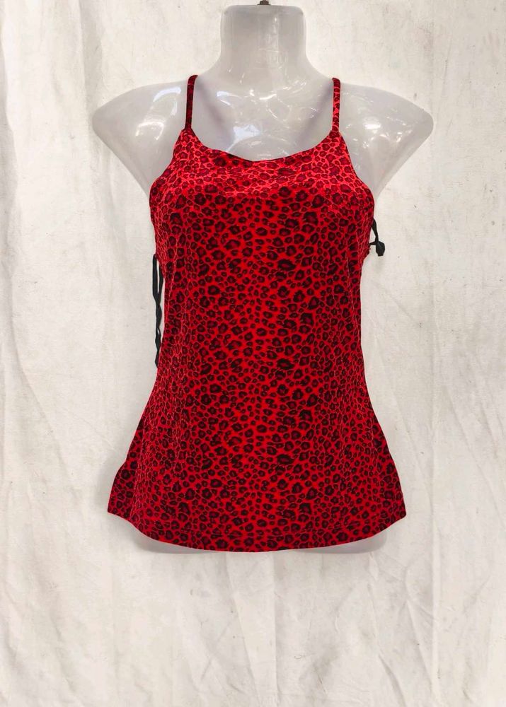 I. red animal print mini top