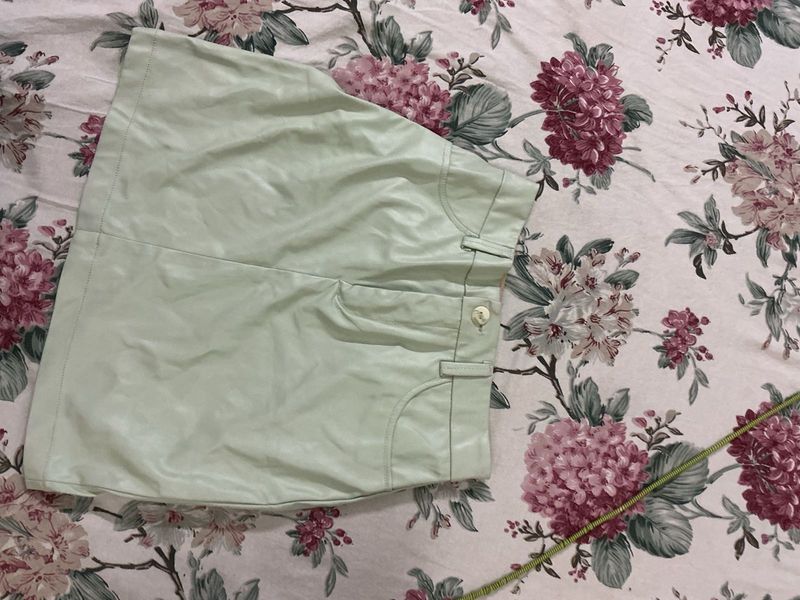 Mint Green Faux Leather Mini Skirt