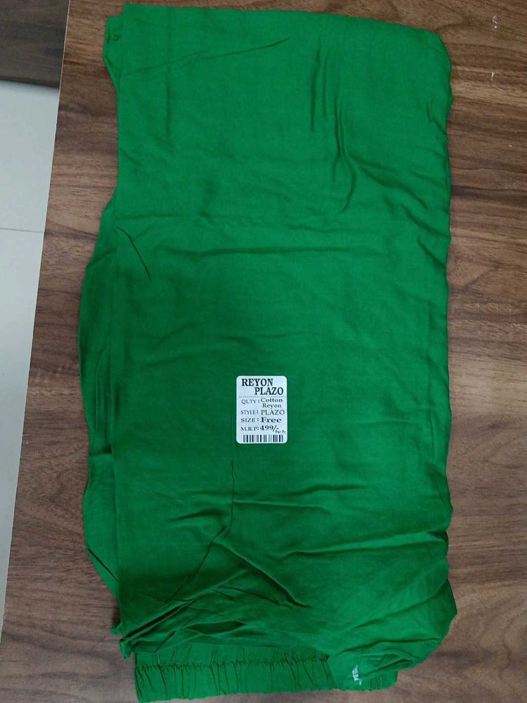 Green Reyon Cotton Palazzo Pants