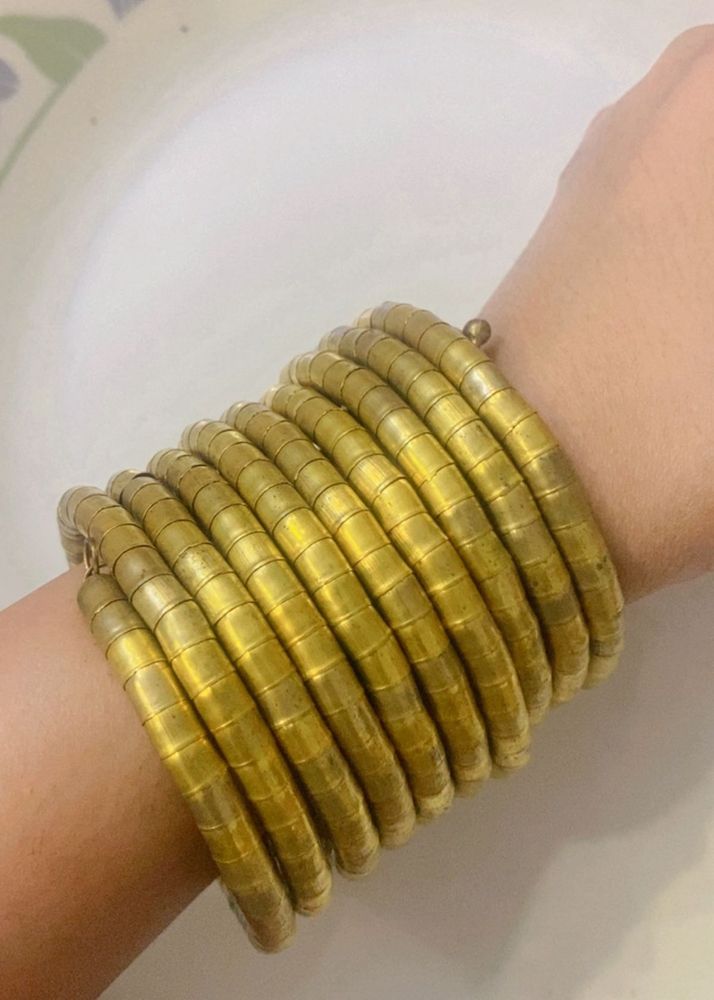 Vintage Gold Tone Stackable Coil Bracelets