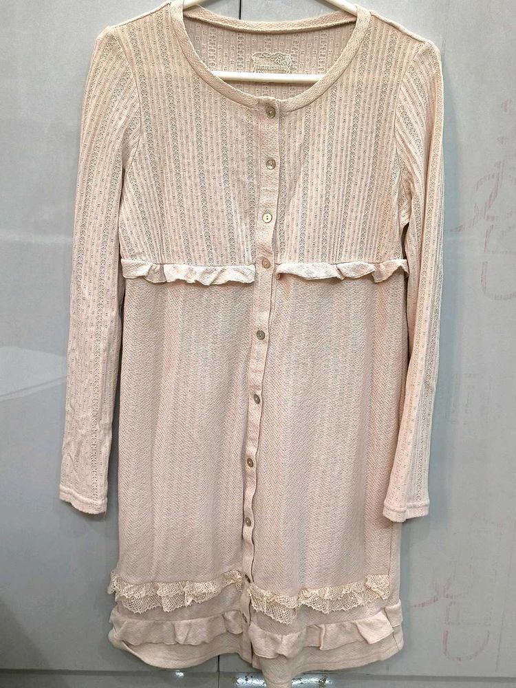 Chic Ruffled Long Sleeve Mini Dress