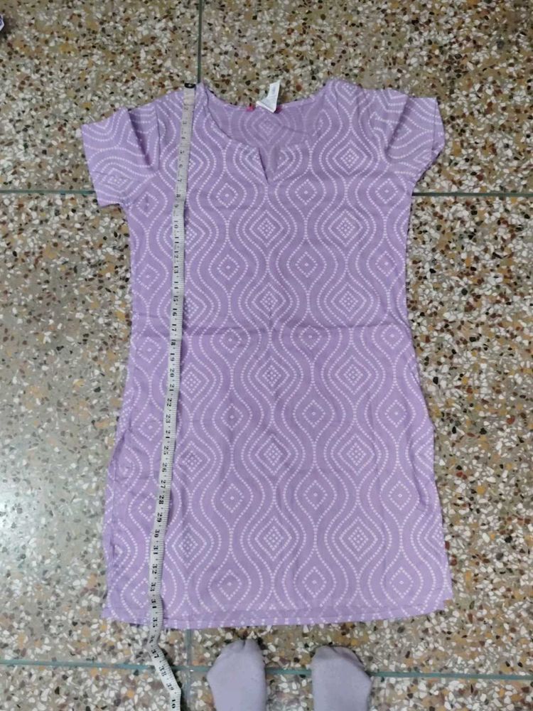 Lavender Printed Kurti Top