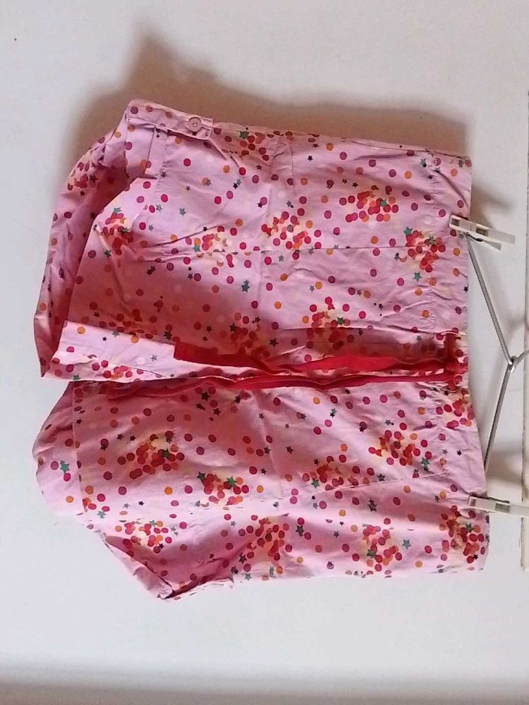 Pink Skirt with Colorful Print