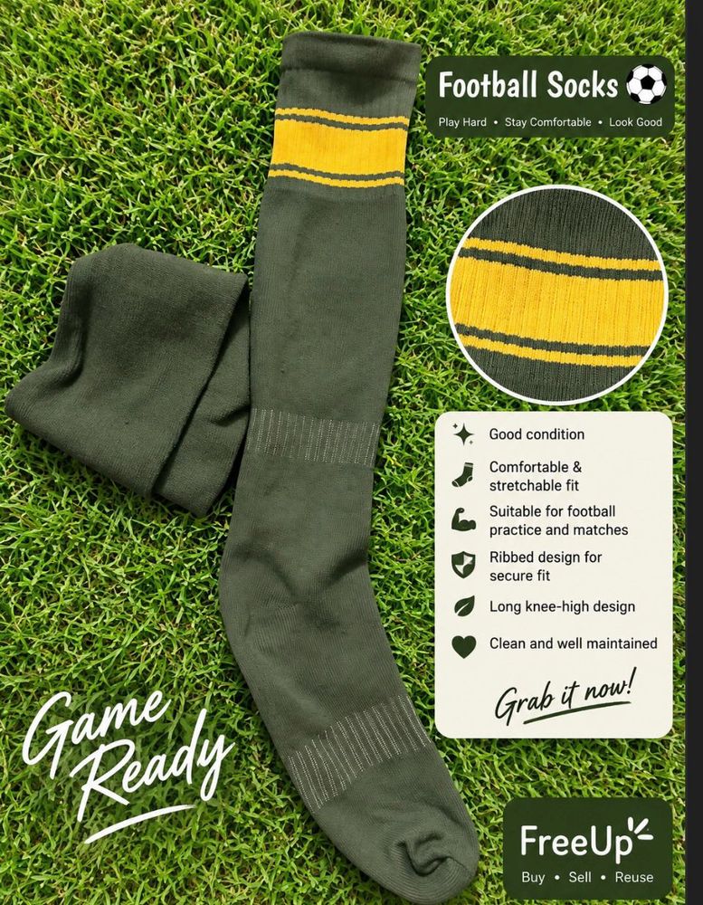 Olive Green &amp; Yellow Football Socks ⚽💚