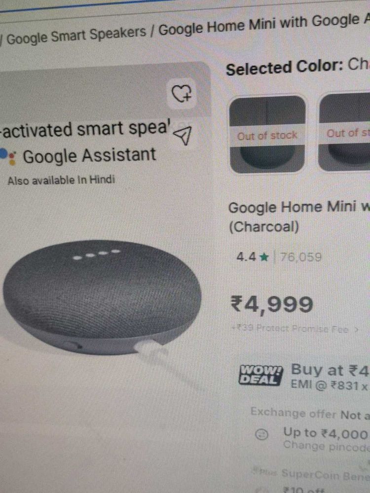 90% Off Google Home Mini Smart Speaker