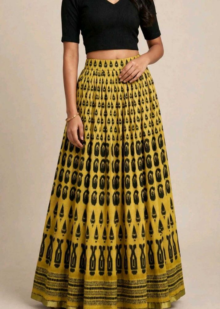 Boho Yellow Black Print Maxi Skirt