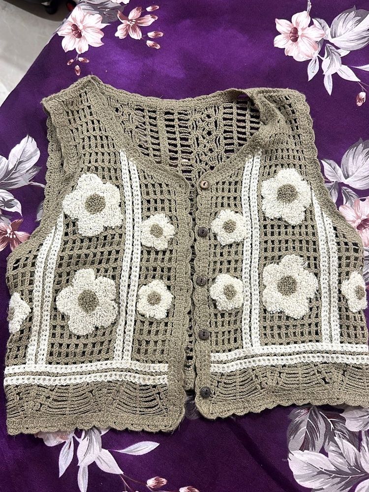 Boho Crochet Flower Vest