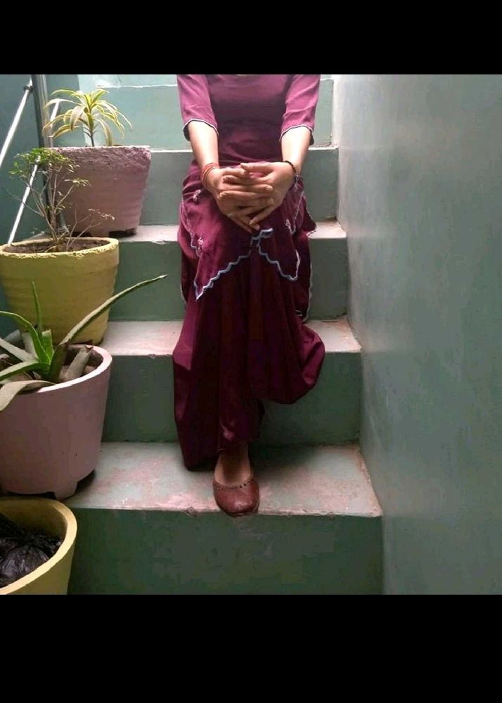 Purple Kurta Set with Palazzo