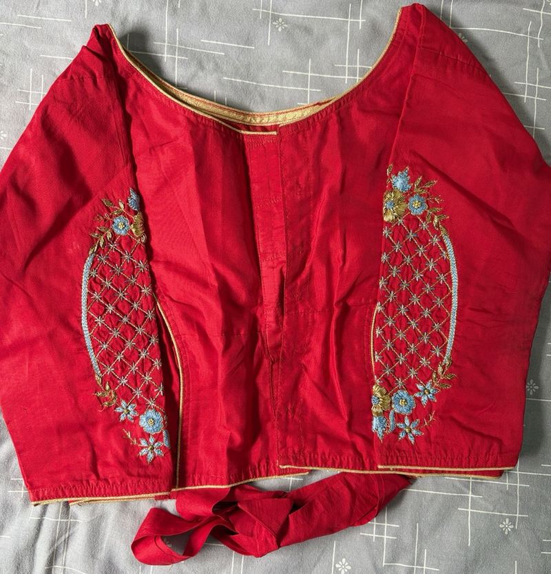 Red Embroidered Blouse