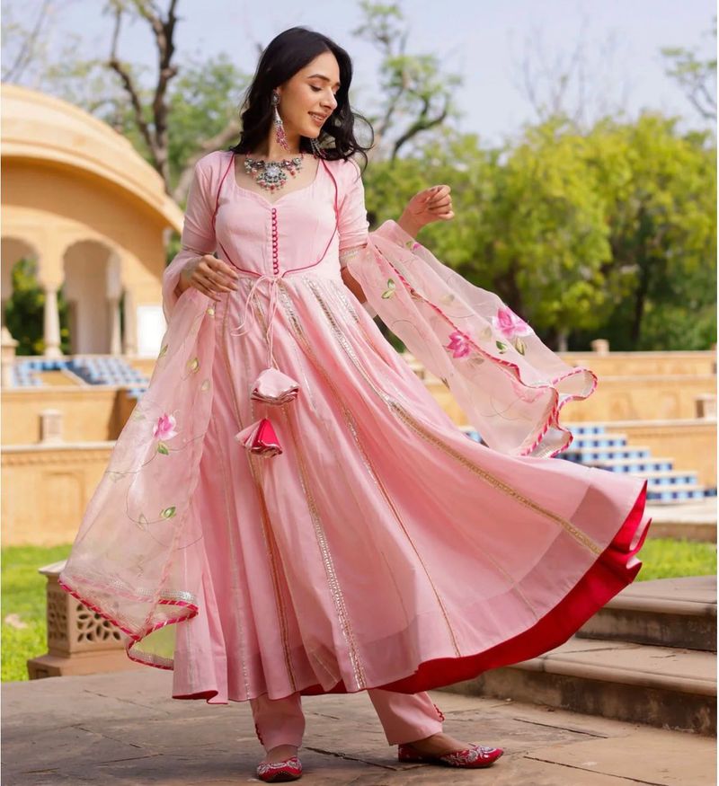 Elegant Pink Anarkali Kurta Set