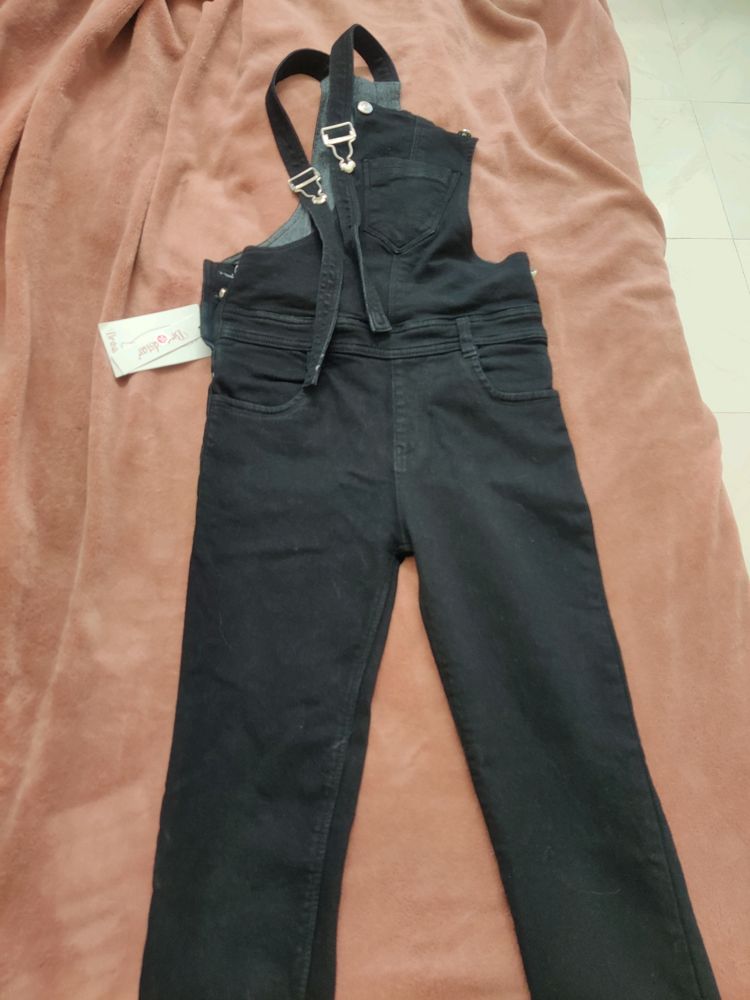 Black Denim Dungaree