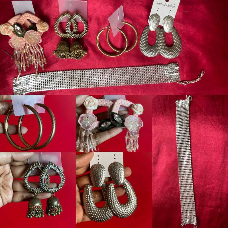Earings and Silver Neck Choker