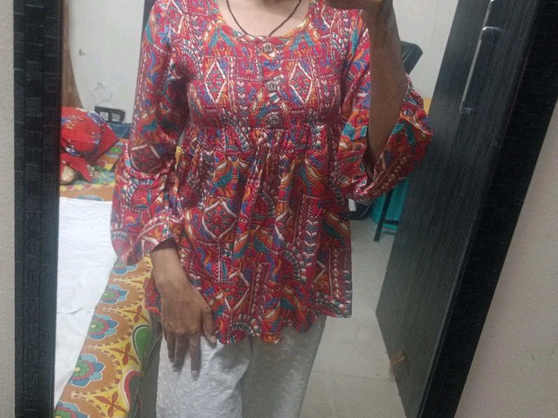 Vibrant kalamkari print tunic top