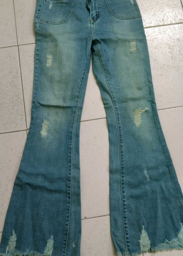 Women's Flared Ripped Jeans