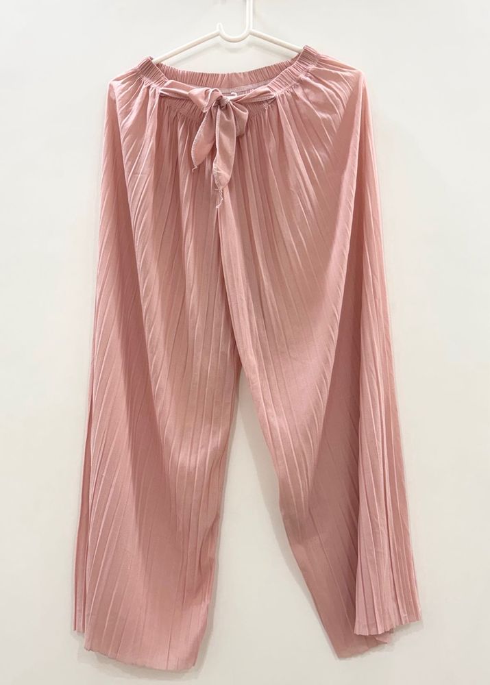 Pink Pleated Palazzo Pants
