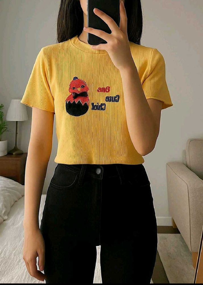 NEW! Cotton Ribbed Yellow Top