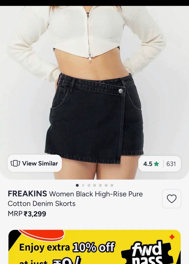 FREAKINS Black Denim Skort