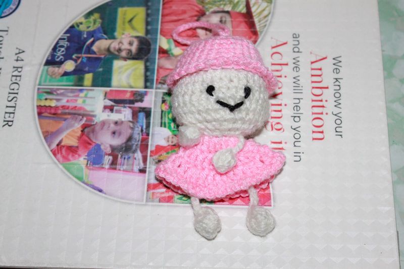 Cute Crocheted Doll Keychain