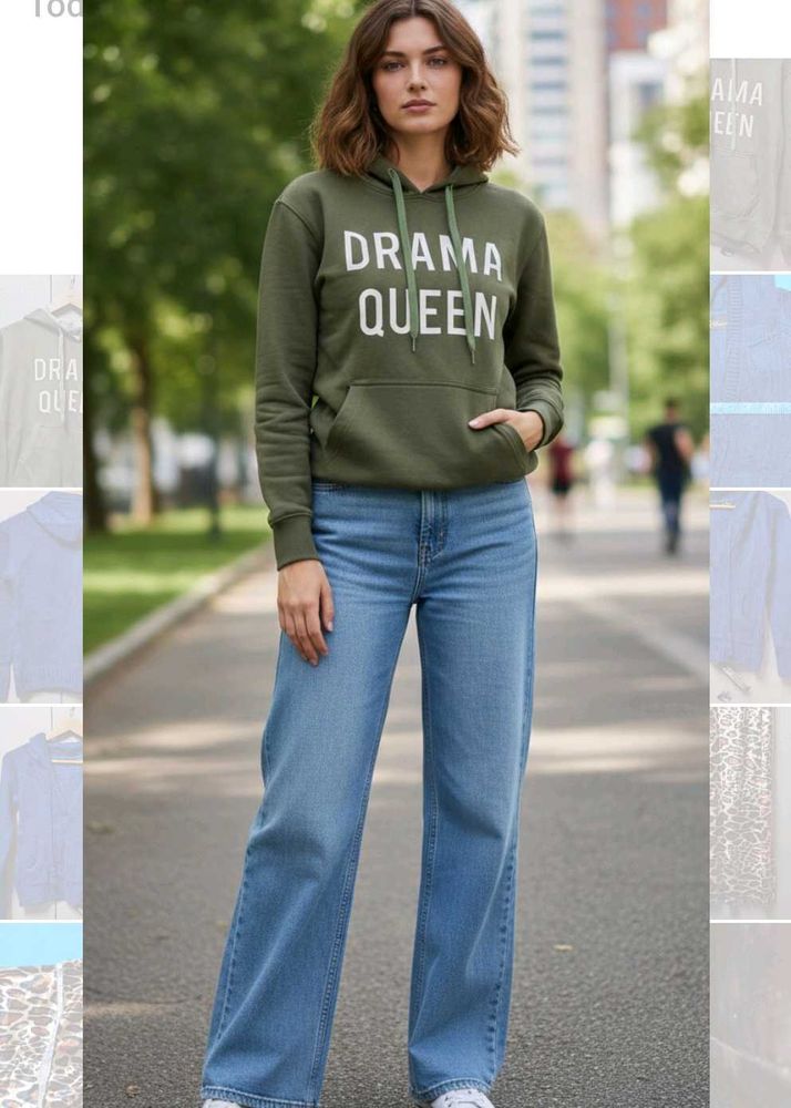 Drama Queen Olive Green Hoodie