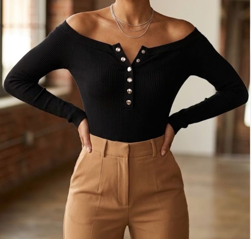 forever 21 Black  Ribbed bodysuit