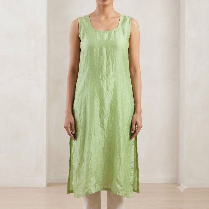 Lime Green Silk Kurta