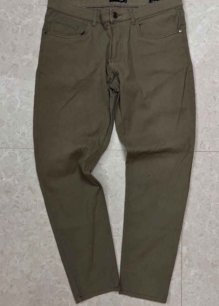 Men's Olive Green Casual Chinos HIGHLANDER