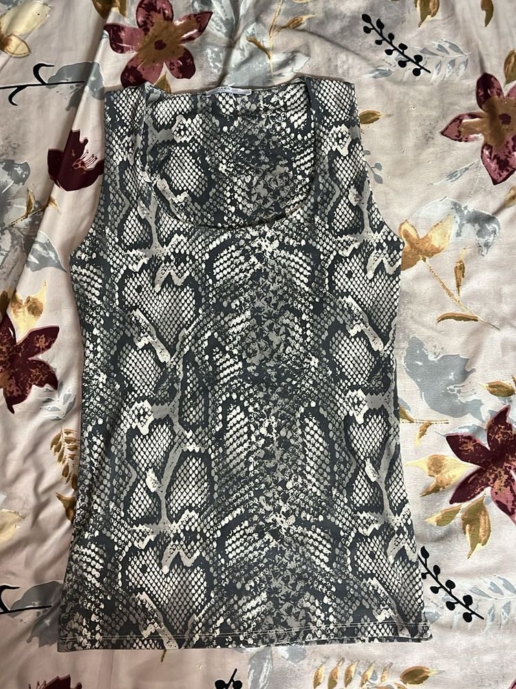 Snakeskin Print Sleeveless Top