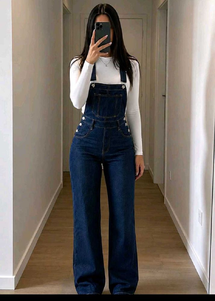 Women's Dark Wash Denim Overalls
