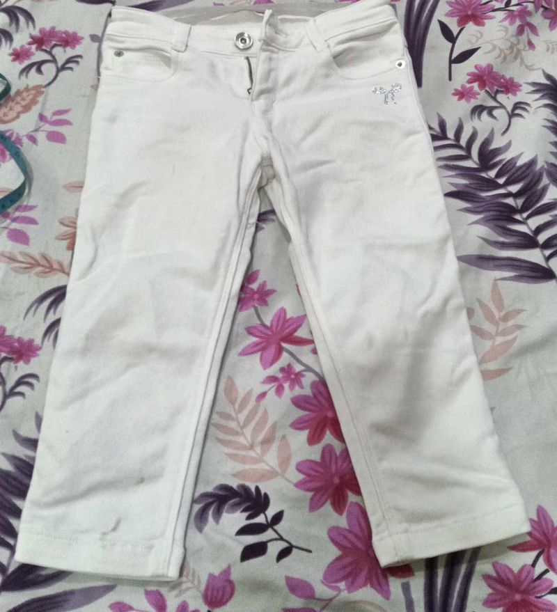 White Denim Jeans with Sparkle Detail