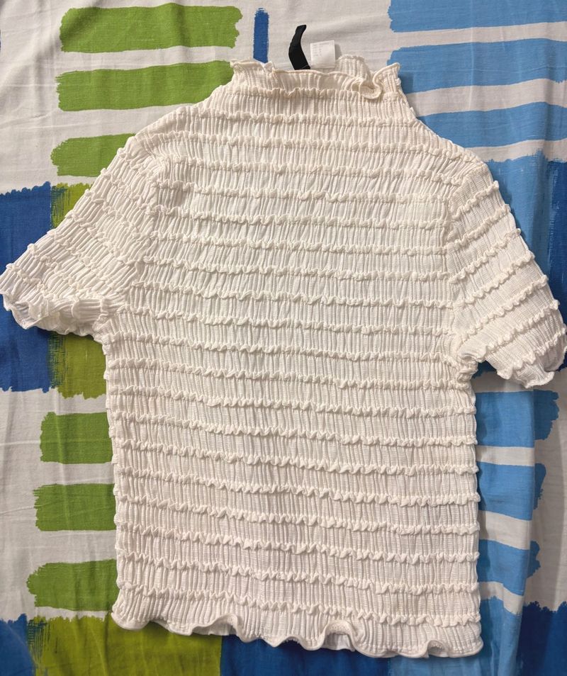 Smocked Mock Neck Top