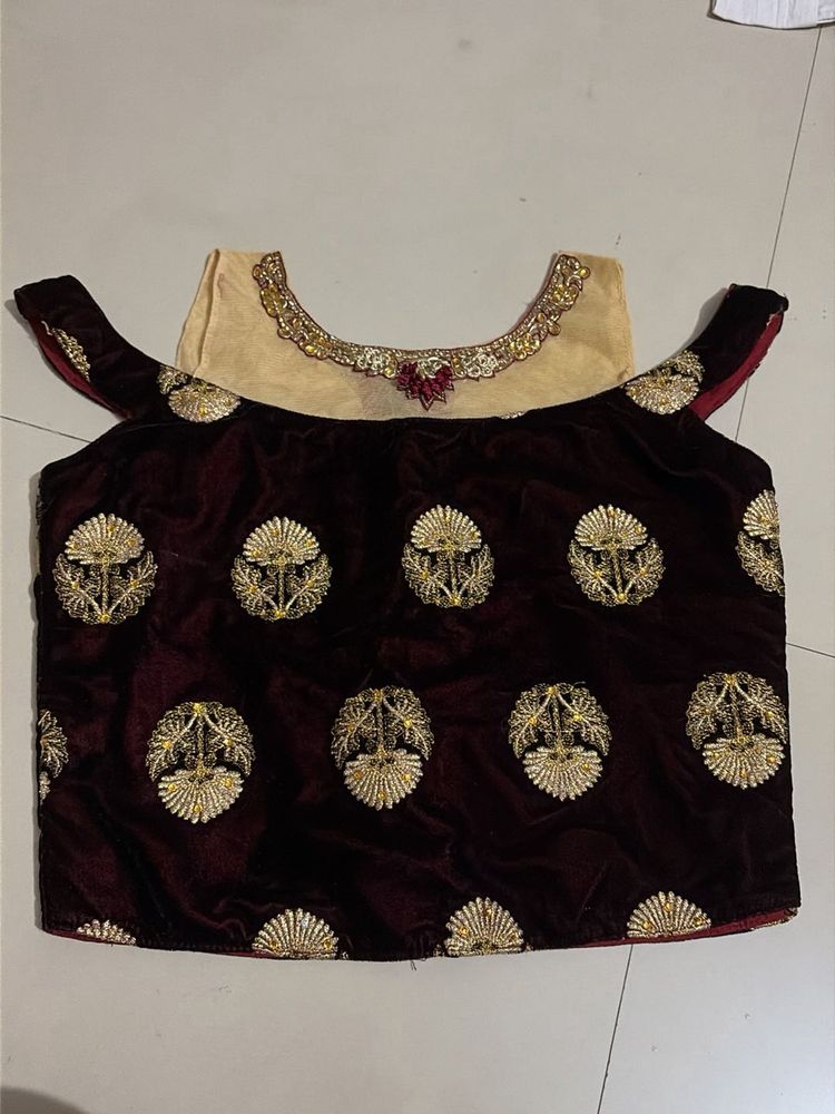Embroidered Velvet Blouse