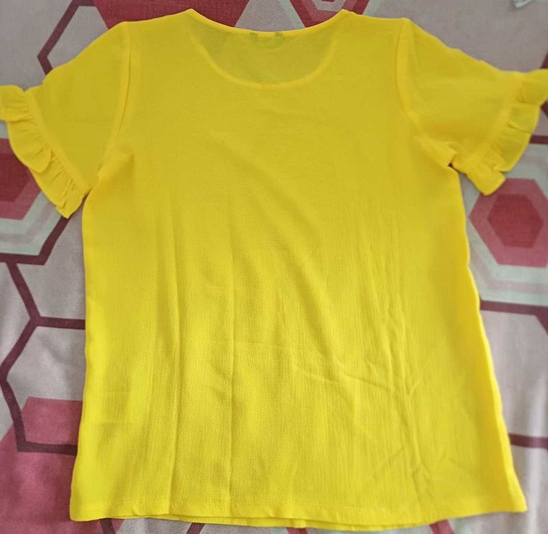Bright Yellow Ruffled Sleeve Top