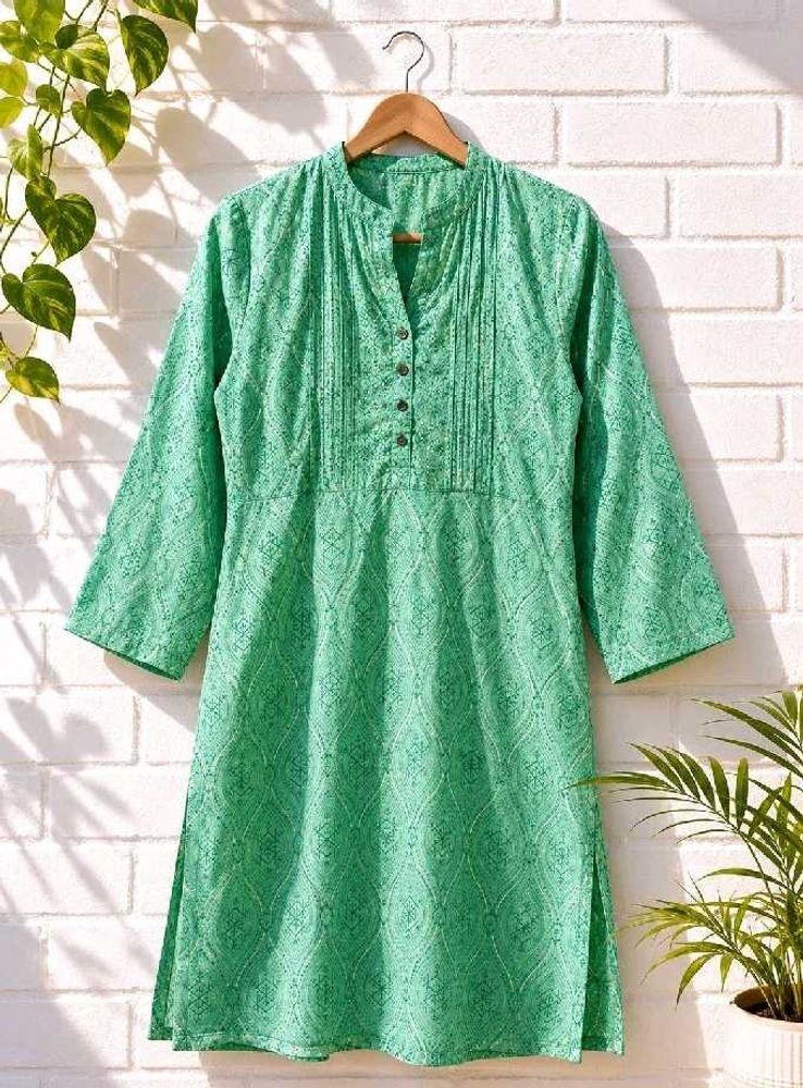 Green Printed Kurta