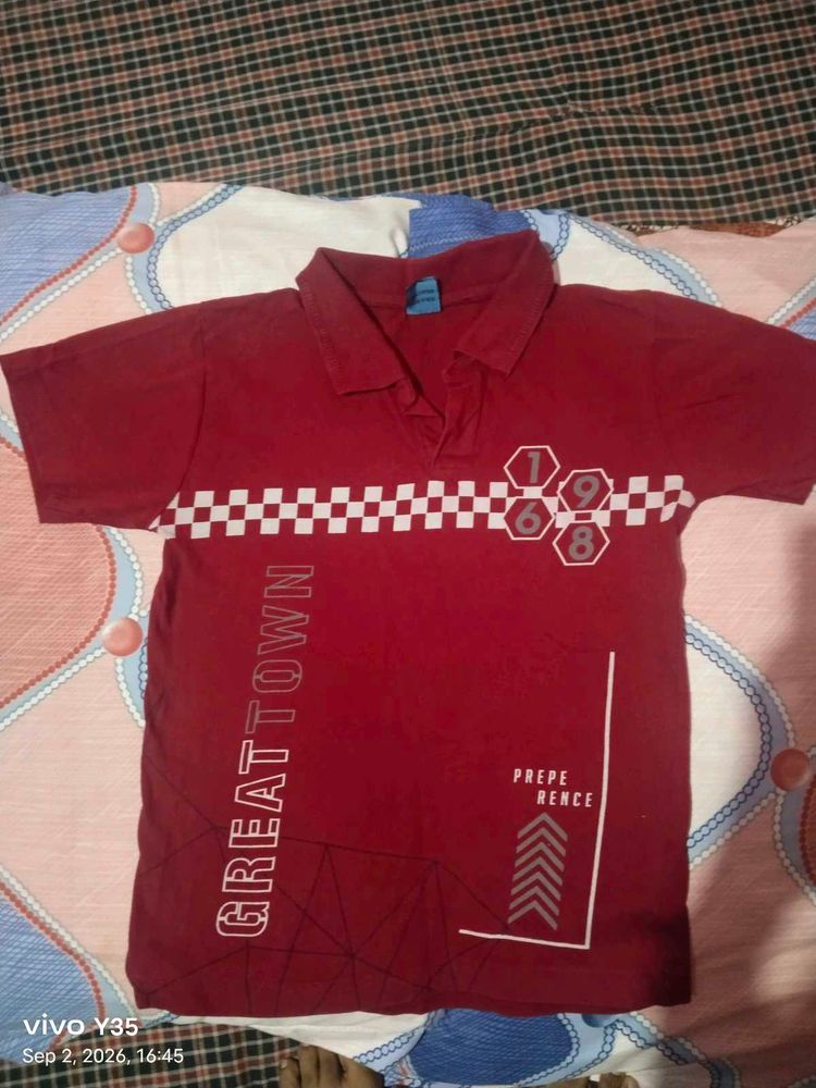 boys  Red Graphic Polo T-Shirt