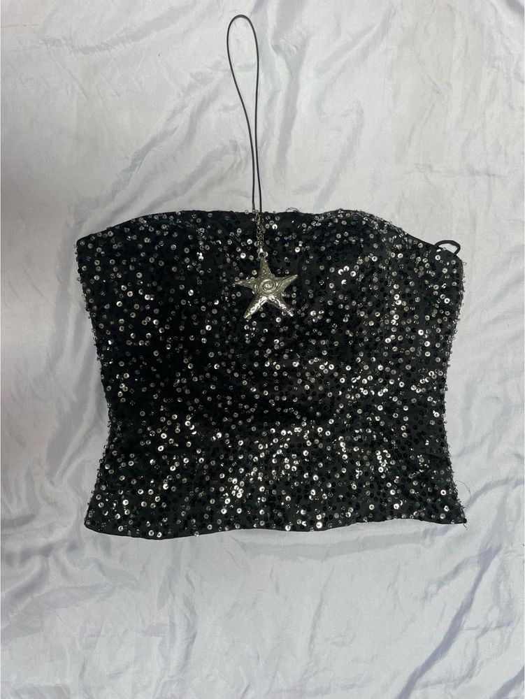 Sparkling Sequin Strapless corset Top