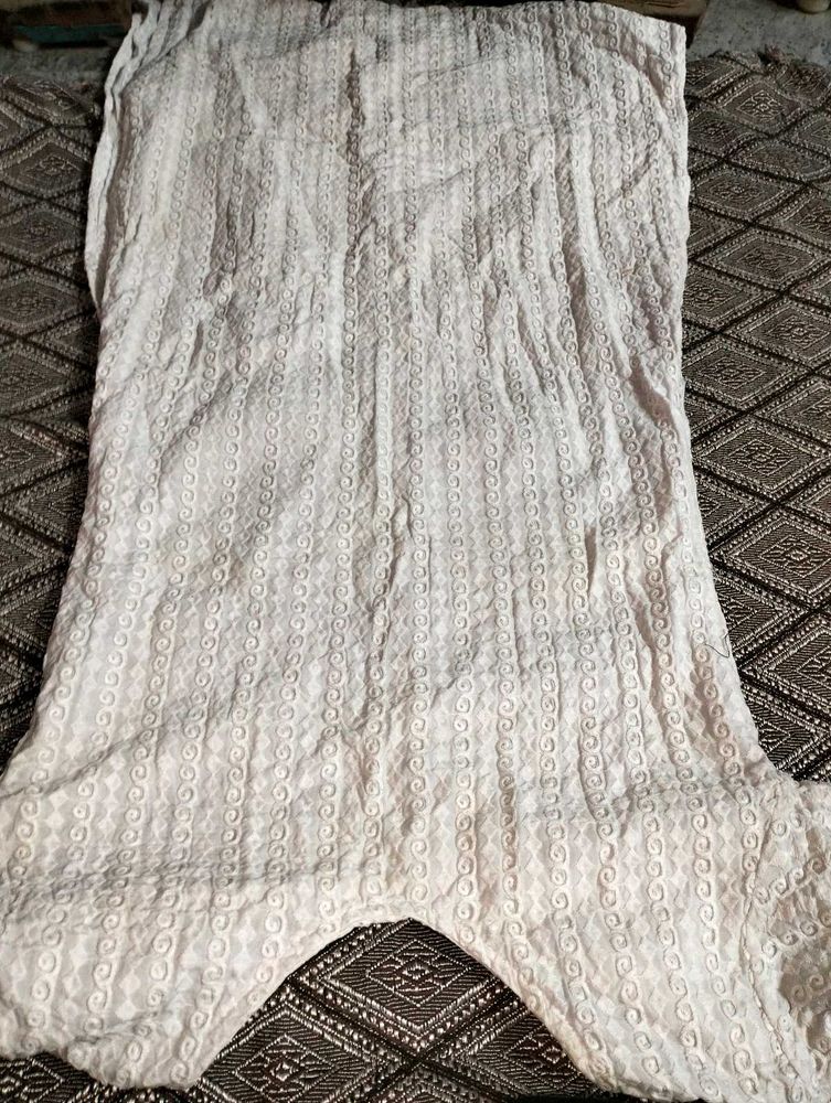 White Embroidered Kurta with Pant