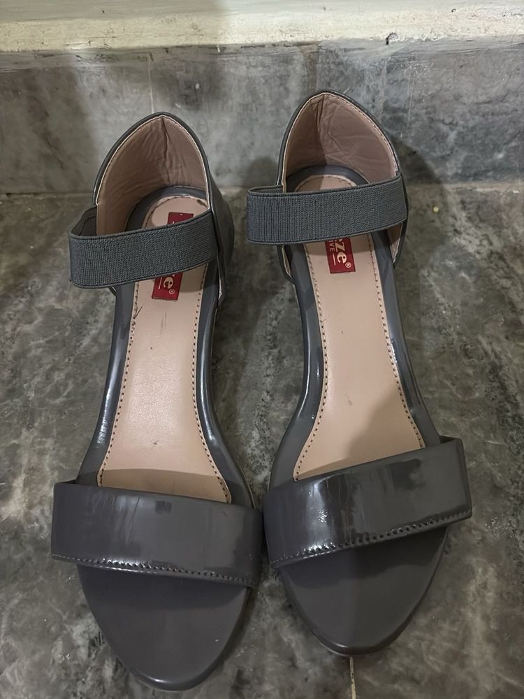 Stylish Grey Wedge Sandals