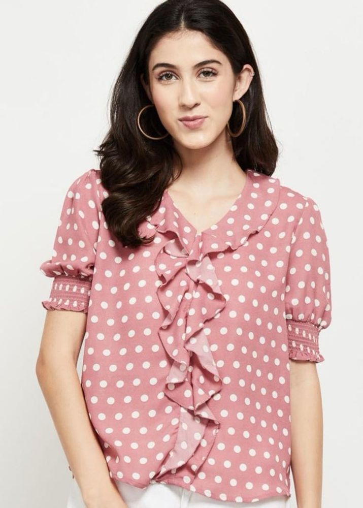 Cute Polka Dot Ruffle Top