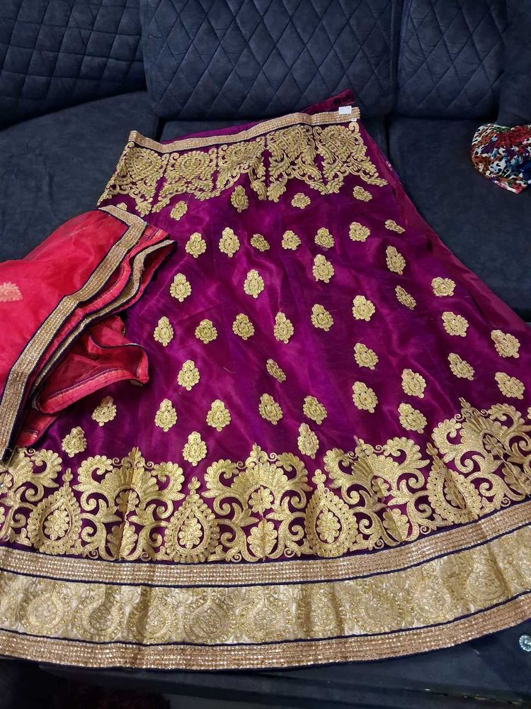 Vibrant Purple Embroidered Lehenga Set