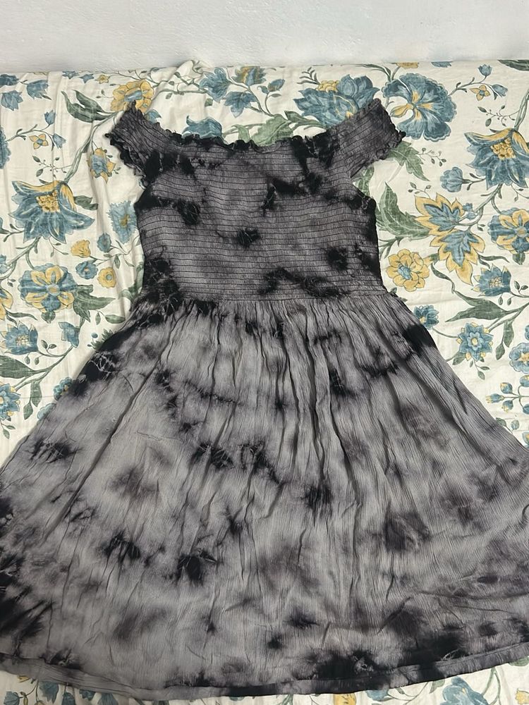 Boho Tie-Dye Off-Shoulder Dress